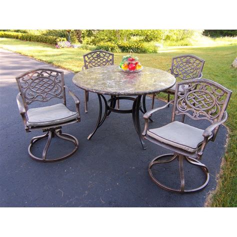 Oakland Living Stone Art 48 In Mississippi Patio Dining Set With