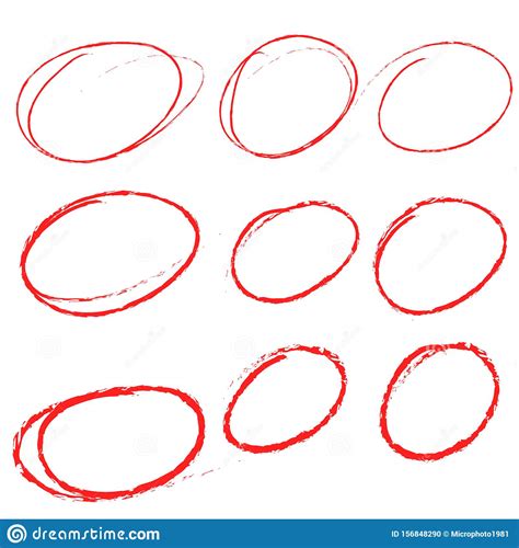 Red Hand Drawn And Sketch Oval Circle Markers Royalty Free Stock Image