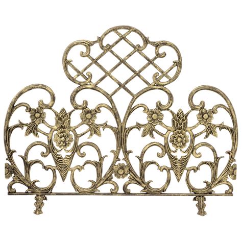 Uniflame Single Panel Antique Gold Cast Aluminum Fireplace Screen From Victorian