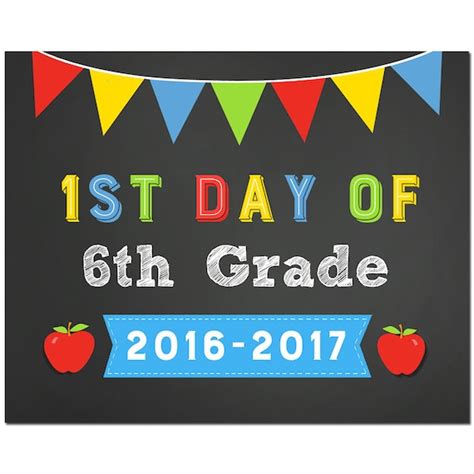 50 Off Sale First Day Of 6th Grade 8x10 Sign Printable Instant