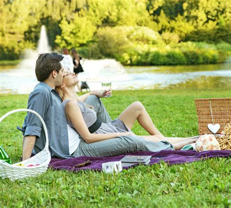 Cheerful Couple Relaxing In The Park Stock Image Image Of Joyful Amorous 45453861