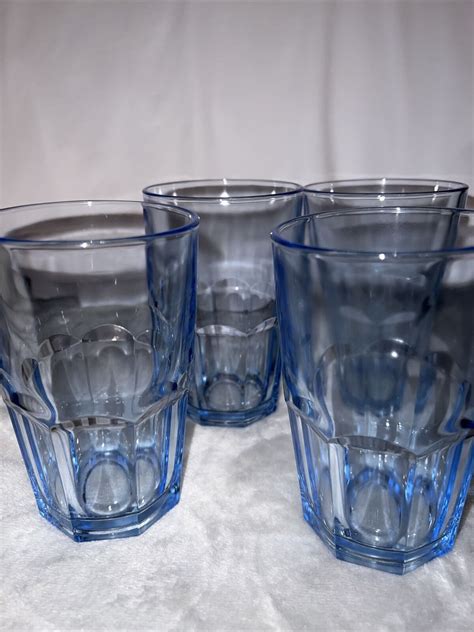 4 Libbey Crisa Light Blue Drink Glasses Paneled Tumblers 5 16 Oz Vtg Gilbralter Ebay