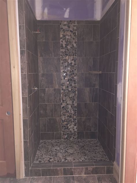 Shower Sliced Pebble Tile Pebble Tile Flooring Tile Floor