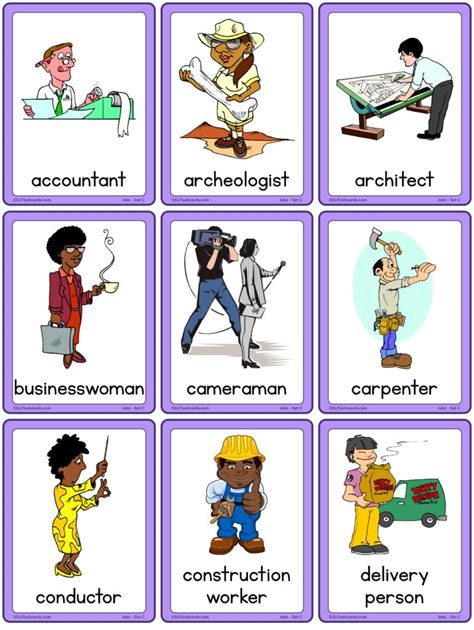 Jobs Flashcards Set A Esl Flashcards