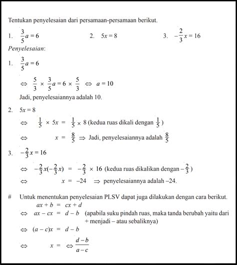 3log 5 = x dan 3log 7 = y. Persamaan Linier Satu Variabel (PLSV): Pengertian, Sifat ...