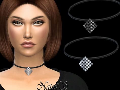 Curved Square Crystal Choker By Natalis At Tsr Sims 4 Updates