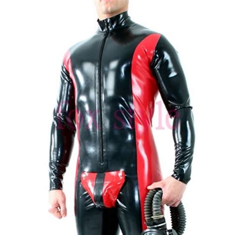 Latex Codpiece Catsuit Rubber Males Clothing Latex Garment For Man In