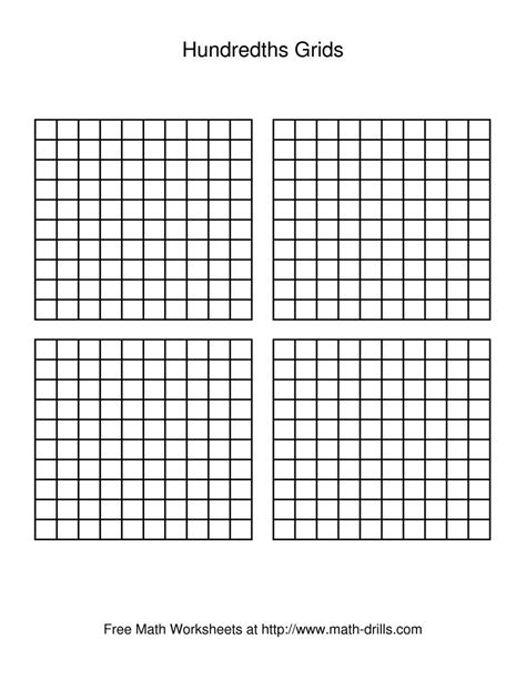 The Hundredths Grid Math Worksheet From The Decimals Worksheets Page At