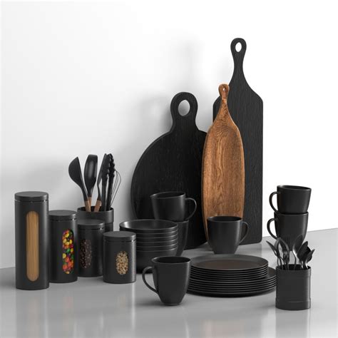 Black Kitchen Accessories 3d Model For Vray Corona