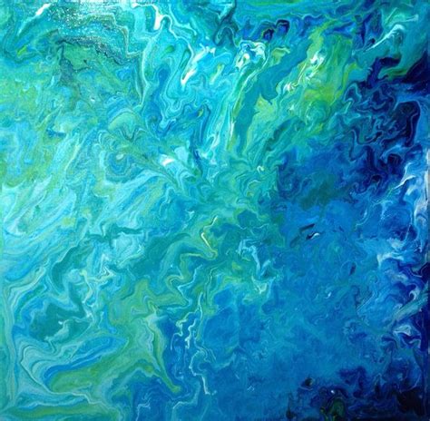 Blue Green Abstract Acrylic Canvas Art