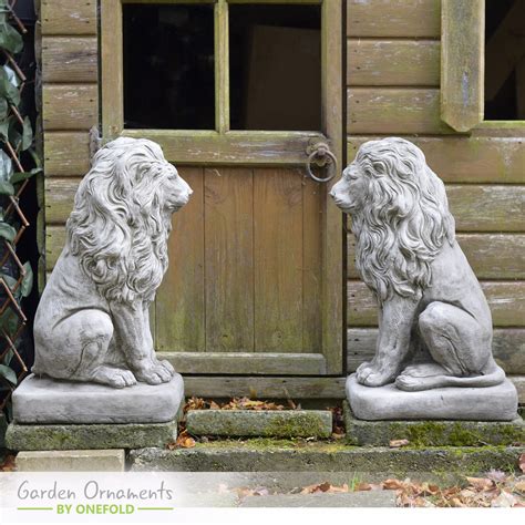 Large Lion Garden Statue Pair Onefold Ltd