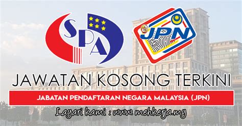 Peluang permohonan terbuka kepada pemohon yang berkelayakan dan berminat untuk mengisi kekosongan jawatan di jabatan pendaftaran negara malaysia tahun 2020. Jawatan Kosong Terkini di Jabatan Pendaftaran Negara ...