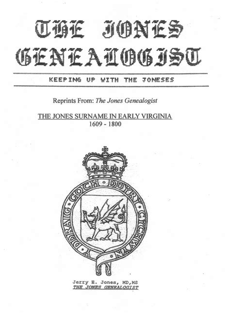 The Jones Genealogist Research Notebooks Rn 241 The Jones Surname In