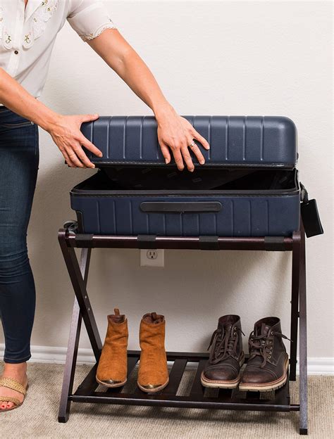Birdrock Home Luggage Rack Stand With Shoe Shelf Compact Folding