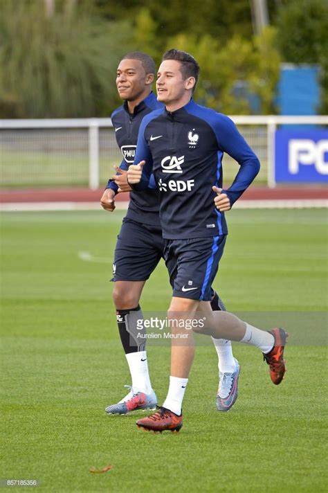 Kylian mbappé and antoine griezmann after the match between france and argentina at kazan arena on june 30, 2018 in kazan, russia. Florian Thauvin and Kylian Mbappe of France warmup during ...