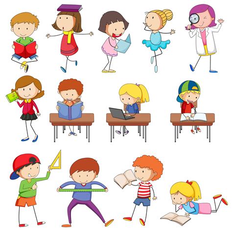 Doodle kids character learning set 360498 Vector Art at Vecteezy