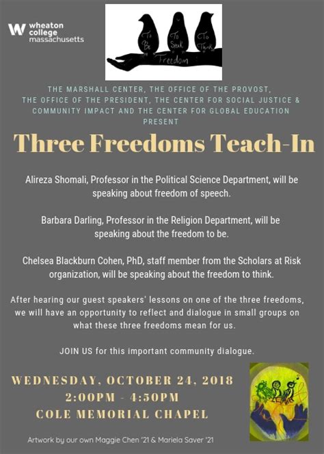 Three Freedoms Teach In Wheaton College Massachusetts
