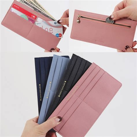 Soft Genuine Leather Slim Thin Long Wallet Purse Card Holder Coin Bill