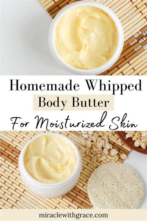 Homemade Whipped Body Butter For Moistizing Skin With Oatmeal In The Background