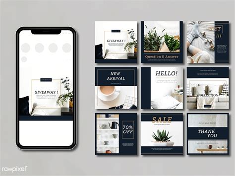 Minimalist Social Media Post Template Collection Free Download Vector