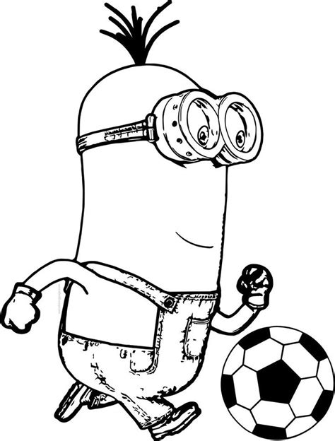 Grab your crayons and print out some minion coloring pages! Minion Kevin Playing Soccer Picture Coloring Page