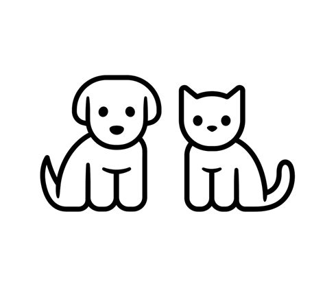 Simple Line Icon Design Puppy Kitten Cat And Dog Drawing Puppy