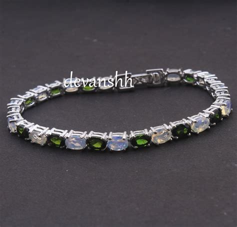 Emerald Bracelet Opal Bracelet Tennis Bracelets Opal Silver Etsy