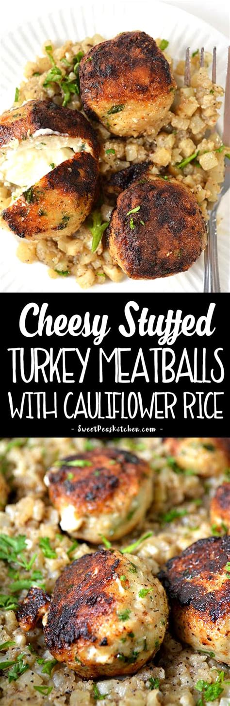 Taste and season with salt and pepper. Cheesy Stuffed Turkey Meatballs with Easy Cauliflower Rice