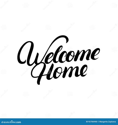 Welcome Home Hand Written Lettering Stock Vector Illustration Of