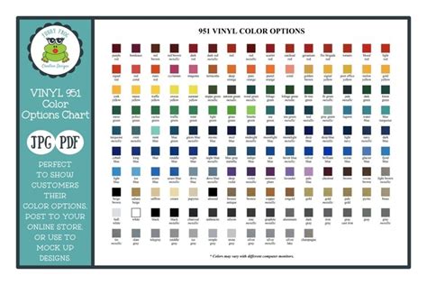 Oracal 951 Vinyl Color Options Chart For Crafters