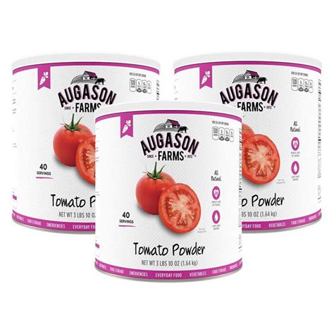 The delicious meals are easy to prepare and nutritious and, with an extended shelf life, offer your family a convenient. Augason Farms Emergency Tomato Powder Food Supply, 3 Pack ...