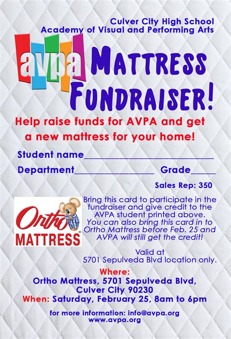 AVPA Mattress Fundraiser! - Culver City High School AVPA