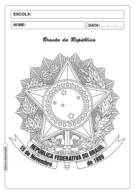 Desenho do Brasão da República para colorir Atividade para imprimir