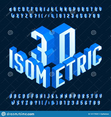 3d Isometric Alphabet Font 3d Effect Geometric Letters Numbers And