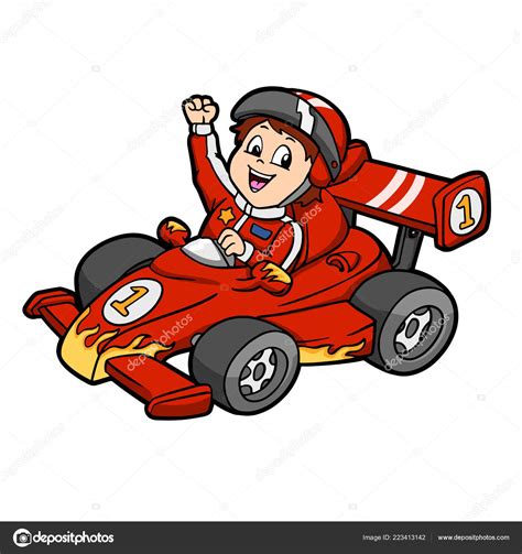 Formula Car Cartoon Car Racing Vector Illustration — Stock ...