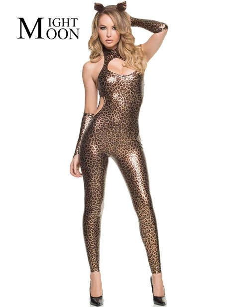 Moonight Leopard Jumpsuit Halloween Cosplay Cat Woman Costume Sexy Woman Catsuit Lingerie On