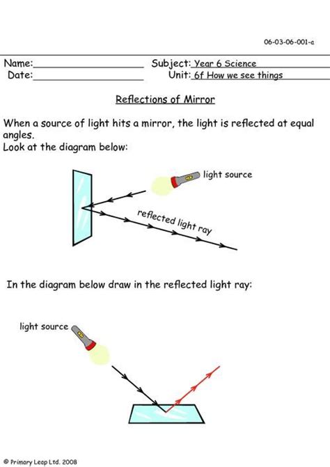 Reflection And Mirrors Worksheet Answers