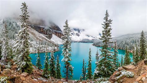 Canada Park Lake Mountains Winter Moraine Lake Banff Fir Nature
