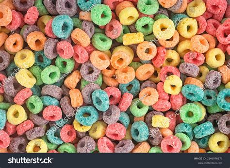 Delicious Nutritious Fruit Cereal Loops Background Stock Photo