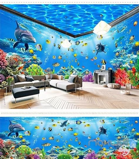 Underwater World Theme Space Entire Room Wallpaper Wall Mural Decal