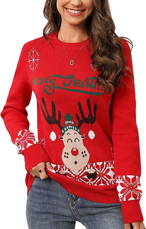 Kojooin Ugly Christmas Sweater For Women Funny Holiday Sweaters Tacky Christmas