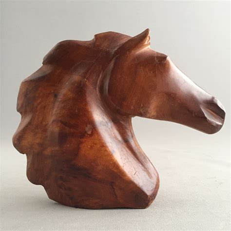 Carved Wooden Horse Head Sculpture