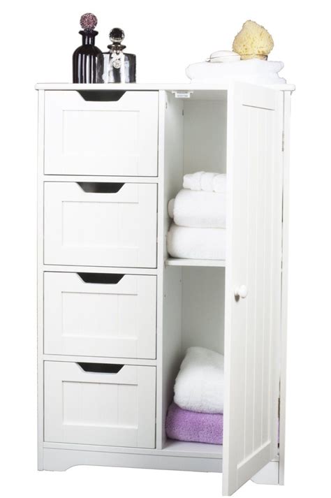 Winado bathroom storage floor cabinet w/adjustable shelves wood bathroom cupboard organizer,white. White Bathroom Floor Cabinet. Freestanding With 4 Drawers ...