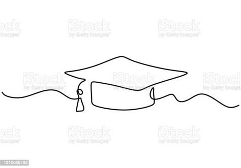 Continuous Line Drawing Of Graduation Cap Academical Graduation Hat