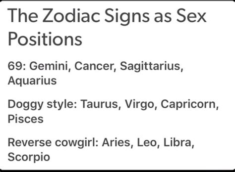 The Zodiac Signs As Sex Positions 69 Gemini Cancer Sagittarius Free