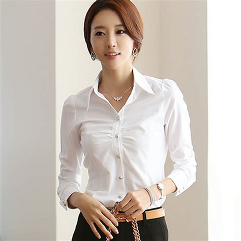Korean Autumn White Shirt Female Long Sleeve Wear Womens Interview