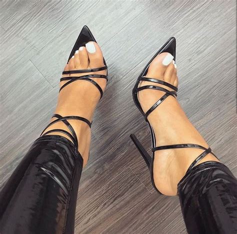 Ada Black Date Classic High Heel Pointed Pointy Open Toe Strappy