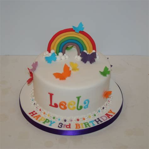 Rainbow And Butterflies Cake