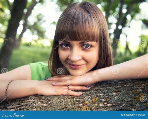 Young Sensual Girl Leaning Against A Tree Stock Image Image Of Woman
