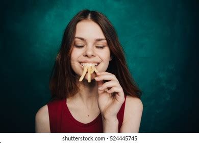 Lady Eating French Fries Images Stock Photos Vectors Shutterstock